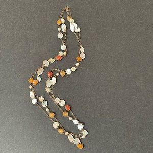 Multi-strand (2) gold chain with earthy tone beads